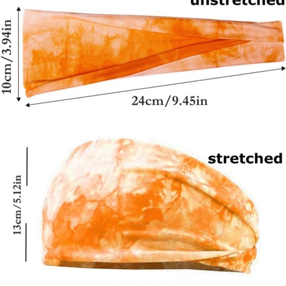 Orange And White Tie Dye Anti-Slip Elastic Headband - Picture 3 of 4